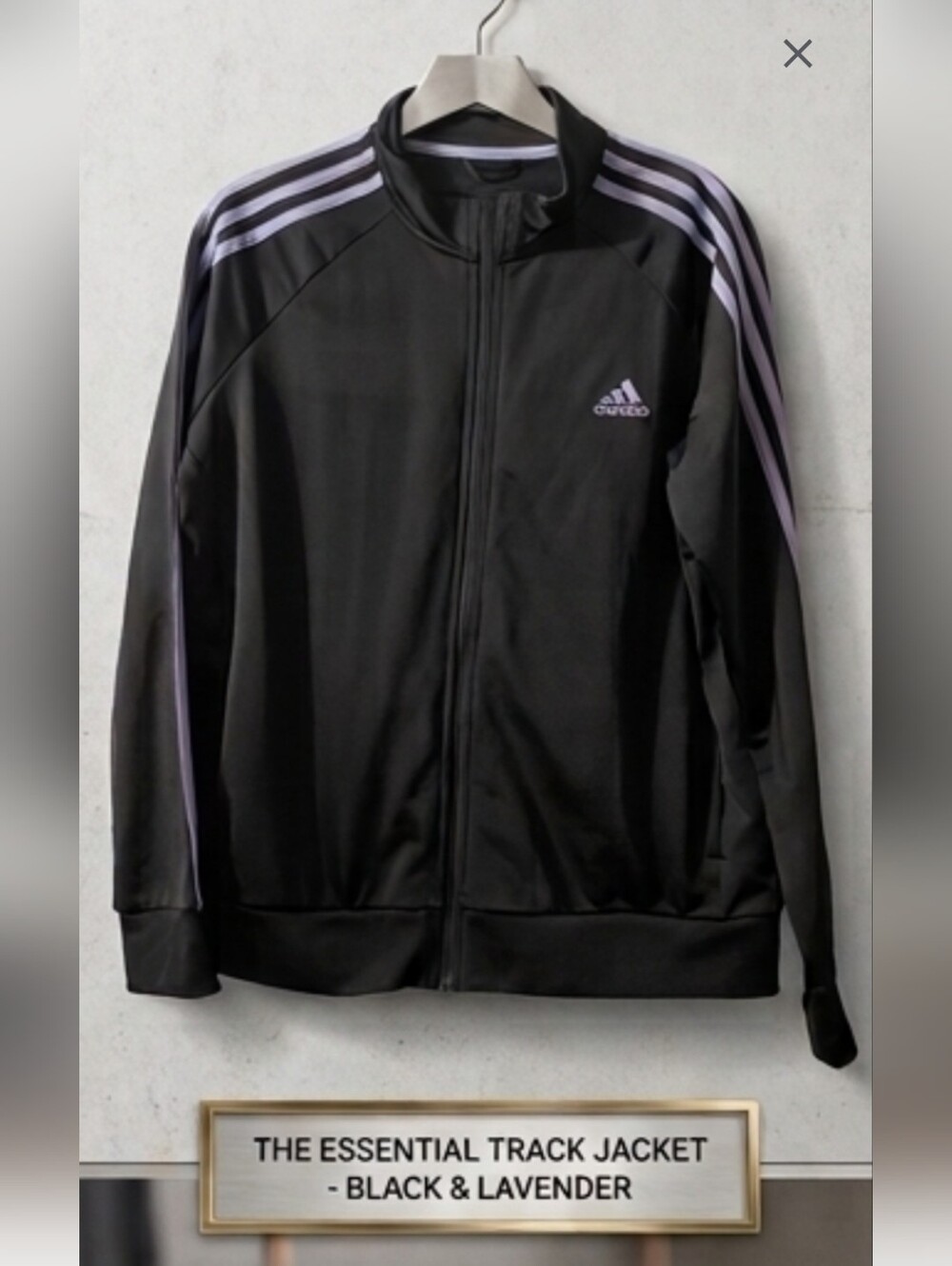 adidas Black Track Jacket with Lavender Stripes Pit 23